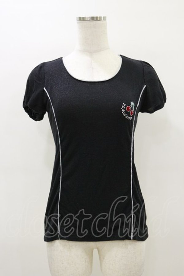 画像1: PEACE NOW / チェリー刺繍パフトップス  ブラック H-26-03-20-012-PU-TO-KB-ZH (1)