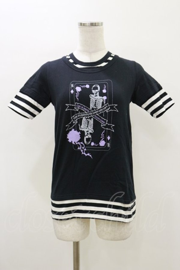 画像1: PEACE NOW / レイヤード風ボーダー切替カットソー  ブラック H-26-03-20-015-PU-TO-KB-ZH (1)