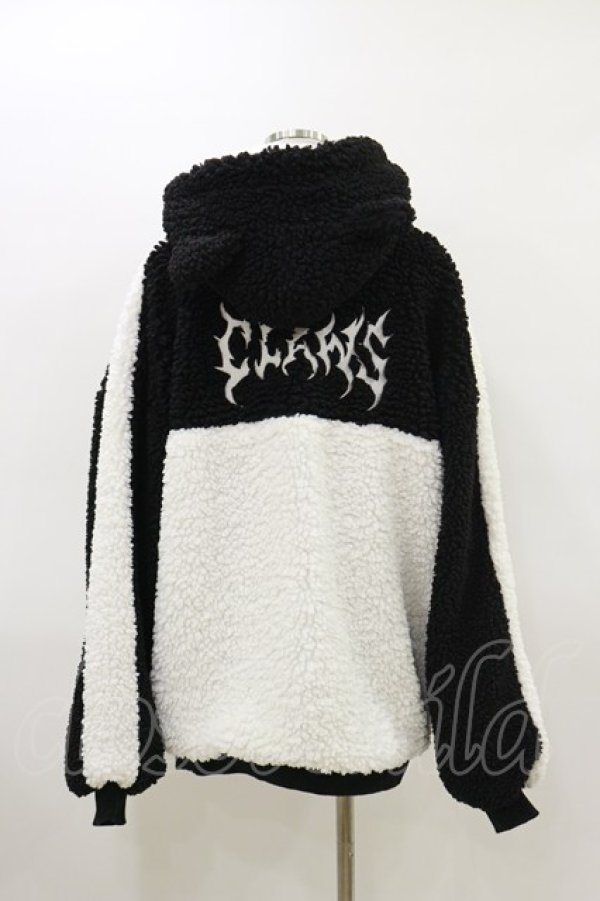 画像2: LISTEN FLAVOR / 猫耳肉球ファイヤーボアブルゾン  ブラック×ホワイト H-26-03-20-017-PU-JA-KB-ZH (2)