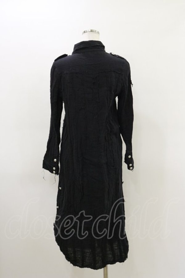 画像2: HELL CAT PUNKS / ダメージガーゼロングシャツ S ブラック H-26-03-20-018-PU-BL-KB-ZH (2)