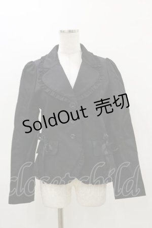 画像: PEACE NOW / リボン付フリルジャケット  ブラック H-26-03-20-019-PU-JA-KB-ZH