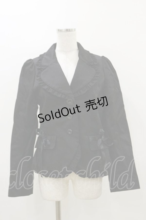 画像1: PEACE NOW / リボン付フリルジャケット  ブラック H-26-03-20-019-PU-JA-KB-ZH (1)