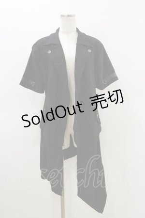 画像: SEX POT ReVeNGe / 2Wayストライプ半袖カーディガン  ブラック H-26-03-20-022-SP-TO-KB-ZH