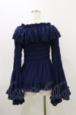 画像2: ATELIER PIERROT / レースシャーリング姫袖ブラウス  ネイビー H-26-03-20-023-EL-BL-KB-ZH (2)