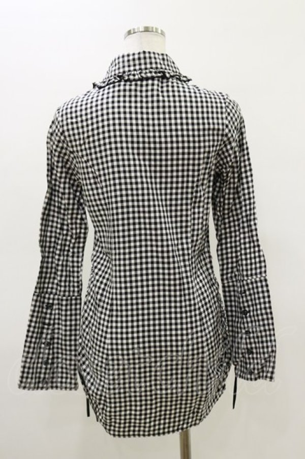 画像2: PEACE NOW / ギンガムフリルロングブラウス  ブラック H-26-03-20-024-PU-BL-KB-ZH (2)