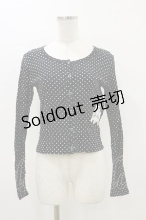 画像: PEACE NOW / エビィちゃんワッペン風ドットカットソーカーディガン  ブラック H-26-03-20-025-PU-TO-KB-ZH