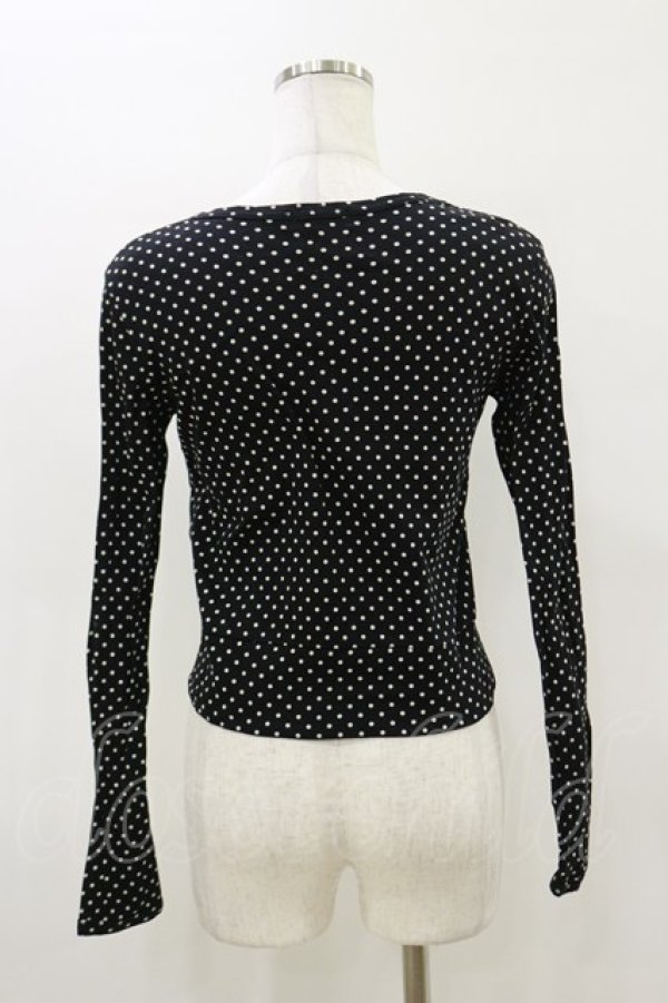 画像2: PEACE NOW / エビィちゃんワッペン風ドットカットソーカーディガン  ブラック H-26-03-20-025-PU-TO-KB-ZH (2)