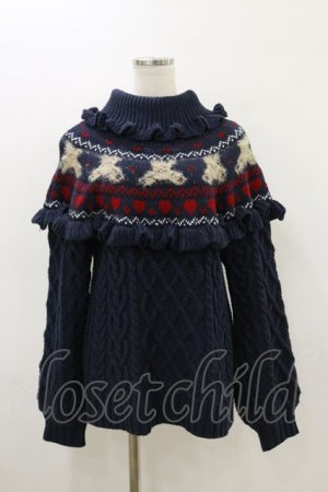 画像: merry jenny / bear yoke knit tops  ネイビー H-26-03-20-030-LO-TO-KB-ZH