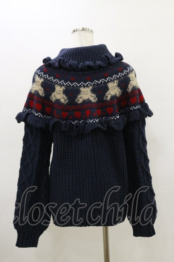 画像2: merry jenny / bear yoke knit tops  ネイビー H-26-03-20-030-LO-TO-KB-ZH (2)