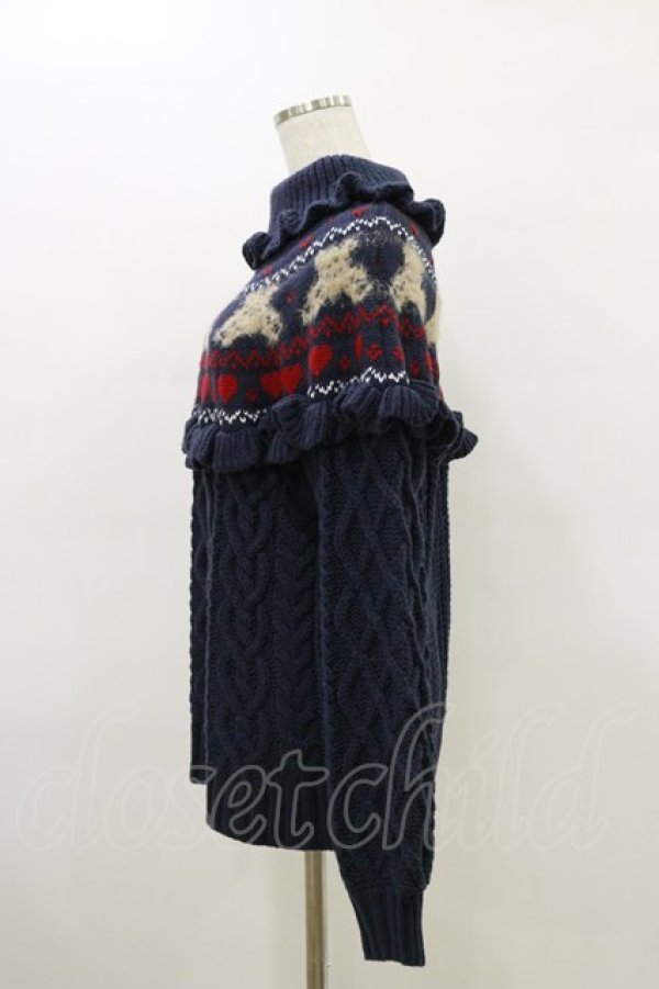 画像3: merry jenny / bear yoke knit tops  ネイビー H-26-03-20-030-LO-TO-KB-ZH (3)