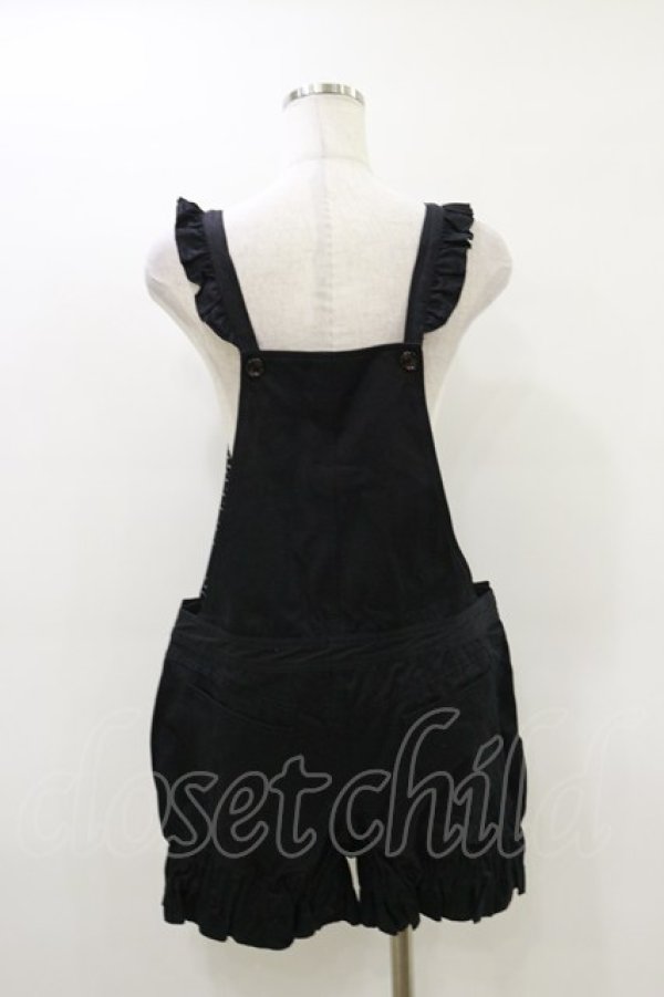 画像2: Emily Temple cute / ピンタックフリルサロペットパンツ  黒 H-26-03-20-036-ET-PA-KB-ZH (2)