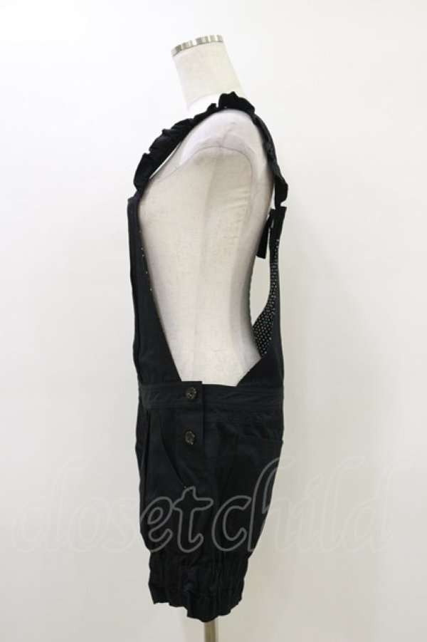 画像3: Emily Temple cute / ピンタックフリルサロペットパンツ  黒 H-26-03-20-036-ET-PA-KB-ZH (3)