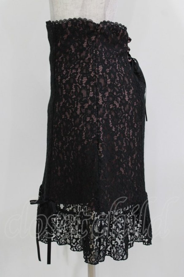 画像2: DearMyLove / レース重ねレディフリルスカート 3L ブラック/ピンク H-26-03-21-023-EL-SK-NS-ZH (2)