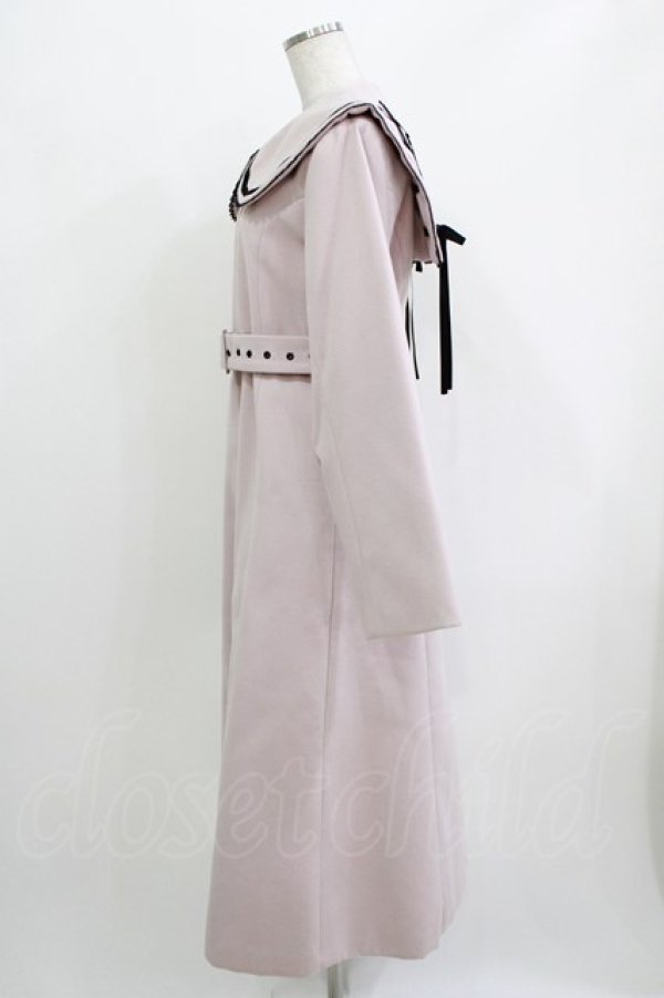 画像2: DearMyLove / ベルト付きロングコート LL ピンク/ブラック H-26-03-21-028-EL-CO-NS-ZH (2)