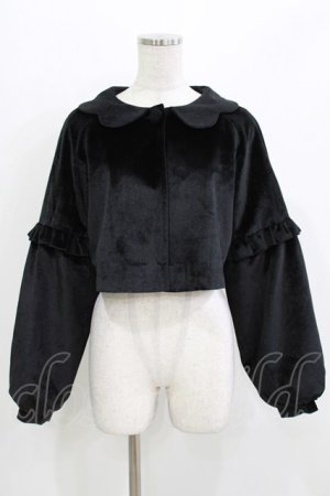画像: Mousita（海外ロリータブランド） / スカラップベロアボレロ 表記なし ブラック H-26-03-21-032-PU-TO-NS-ZH