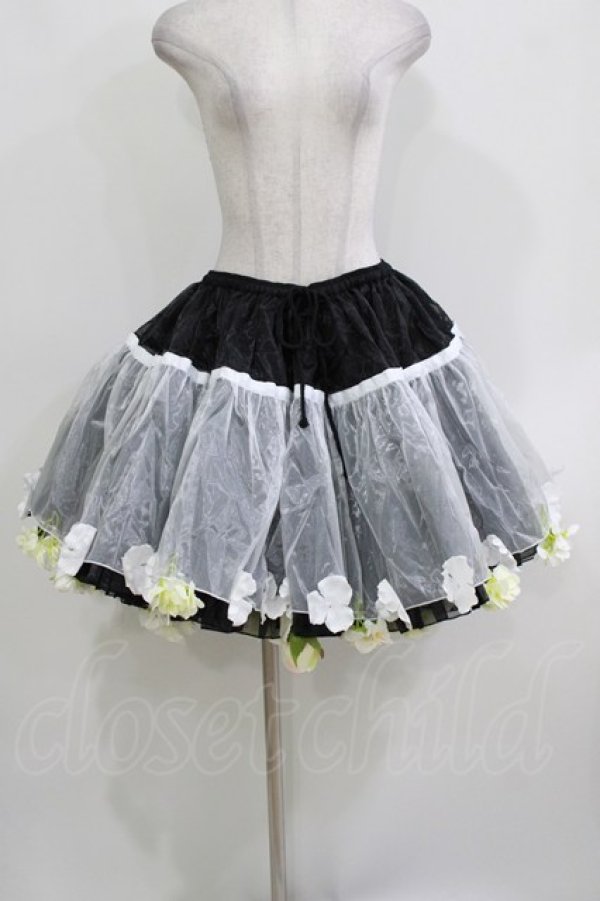 画像1: BOGUTA / Sky Rabbit×BOGUTAオーガンジー花パニエ Free ブラック/ホワイト H-26-03-21-041-EL-SK-NS-ZH (1)