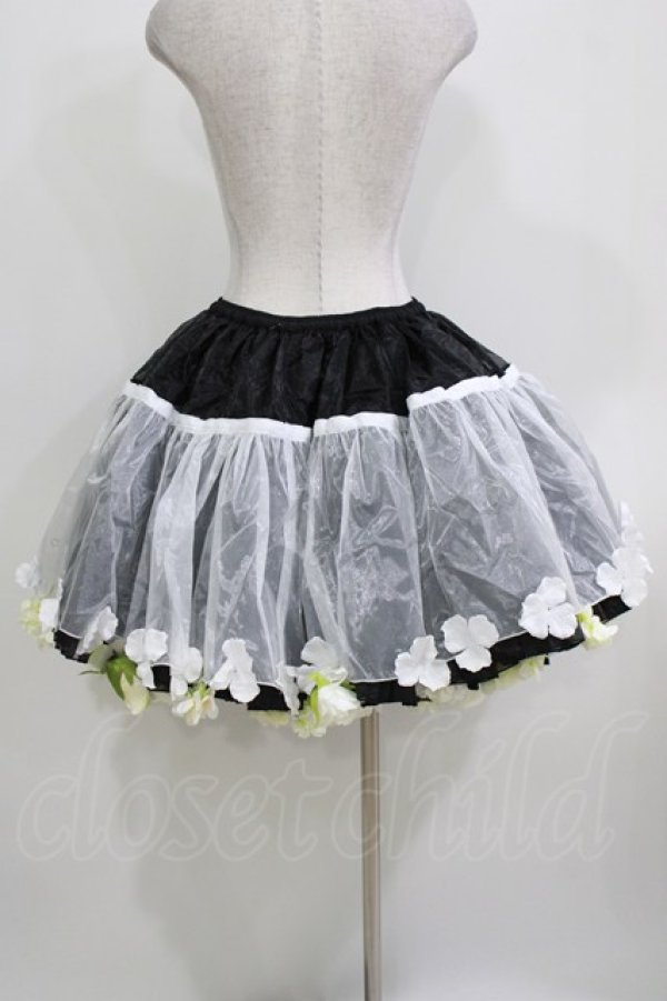 画像3: BOGUTA / Sky Rabbit×BOGUTAオーガンジー花パニエ Free ブラック/ホワイト H-26-03-21-041-EL-SK-NS-ZH (3)