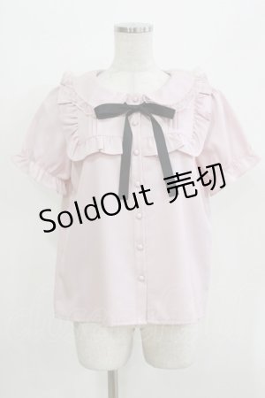 画像: Ank Rouge / ヨークフリルリボンタイブラウス M ピンク/ブラック H-26-03-21-042-CA-BL-NS-ZH