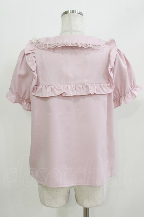 画像3: Ank Rouge / ヨークフリルリボンタイブラウス M ピンク/ブラック H-26-03-21-042-CA-BL-NS-ZH (3)