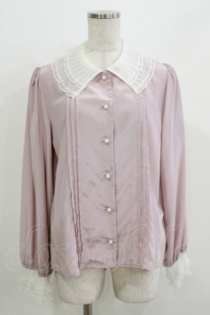 画像: Ank Rouge / プリーツチュールブラウス M ピンク/オフ H-26-03-21-043-CA-BL-NS-ZH