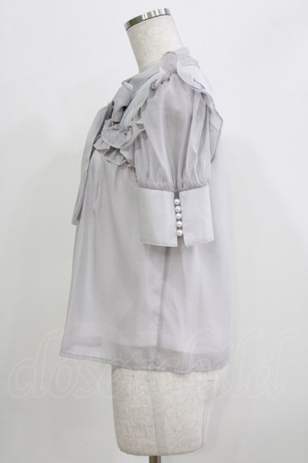 画像2: pium / スクエアフリルシアーラメ半袖ブラウス Free グレー H-26-03-21-044-0-BL-NS-ZH (2)