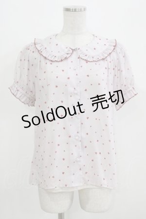 画像: Ank Rouge / ハートシフォンパフブラウス M ピンク/レッド H-26-03-21-045-CA-BL-NS-ZH