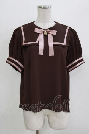 画像: Ank Rouge / カメオリボンセーラーブラウス M ブラウン/ピンク H-26-03-21-046-CA-BL-NS-ZH