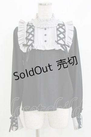 画像: DearMyLove / レースアッフヨークフリルブラウス LL ブラック/グレー H-26-03-21-050-EL-BL-NS-ZH