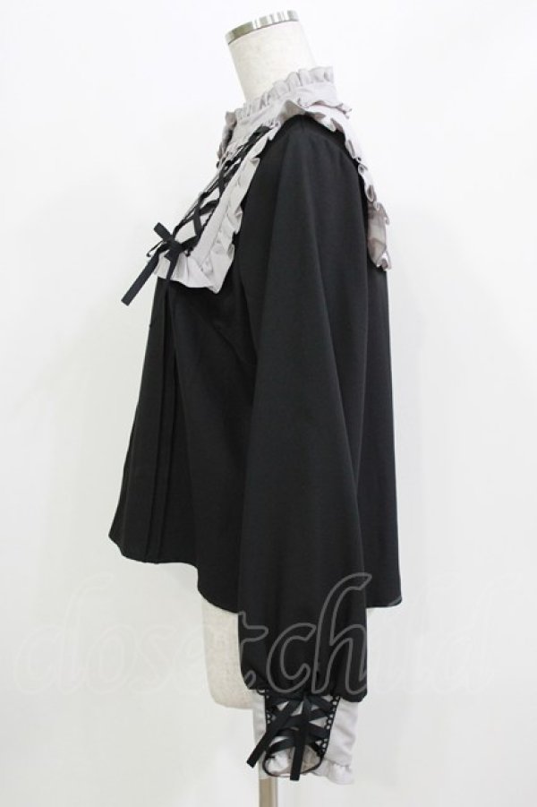 画像2: DearMyLove / レースアッフヨークフリルブラウス LL ブラック/グレー H-26-03-21-050-EL-BL-NS-ZH (2)