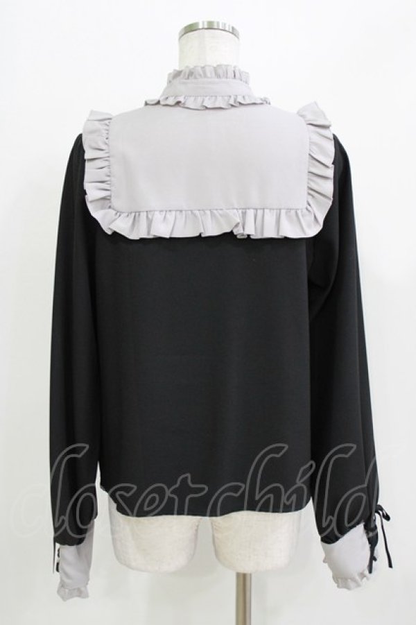 画像3: DearMyLove / レースアッフヨークフリルブラウス LL ブラック/グレー H-26-03-21-050-EL-BL-NS-ZH (3)