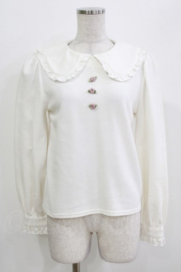 画像1: Ank Rouge / PetitRoseフリル衿トップス M 白 H-26-03-21-051-CA-TO-NS-ZH (1)