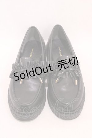 画像: m petit by misako / AMリボンフリルローファー L ブラック H-26-03-21-1001-LO-SH-NS-ZH