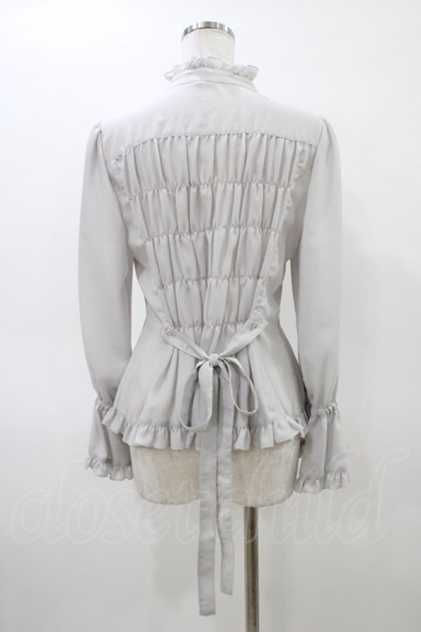 画像2: metamorphose / スタンドカラーフリルキャンディスリーブブラウス サイズ1 グレー H-26-03-21-1037-ME-BL-NS-ZH (2)