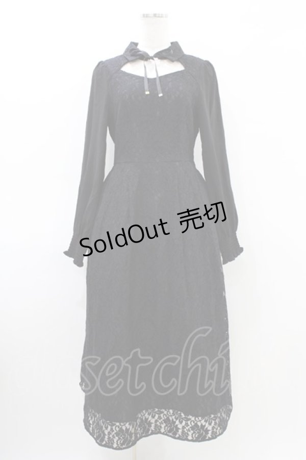 画像1: axes femme / 襟付レースワンピース Free ブラック H-26-03-21-1045-AX-OP-NS-ZH (1)