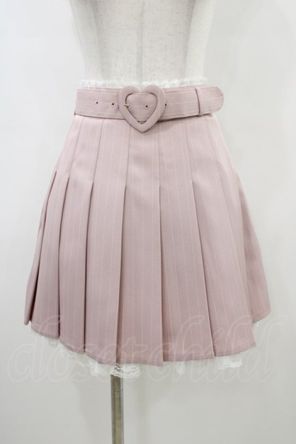 画像1: Secret Honey / ストライププリーツスカート Free ピンク H-26-03-21-1052-CA-SK-NS-ZH (1)