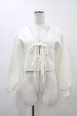 画像: mellfy memory / Twin ribbon pearl カーディガン M オフ H-26-03-21-1061-0-TO-NS-ZH