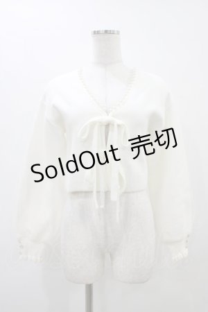画像: mellfy memory / Twin ribbon pearl カーディガン M オフ H-26-03-21-1061-0-TO-NS-ZH