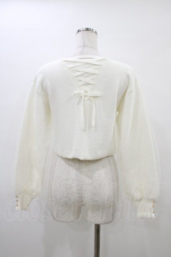 画像2: mellfy memory / Twin ribbon pearl カーディガン M オフ H-26-03-21-1061-0-TO-NS-ZH (2)