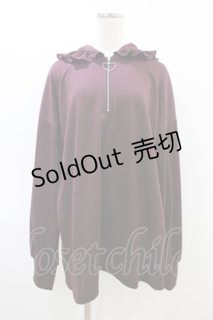 画像: DearMyLove / レースアップフードパーカー M~L ワイン H-26-03-21-1062-EL-TO-NS-ZH