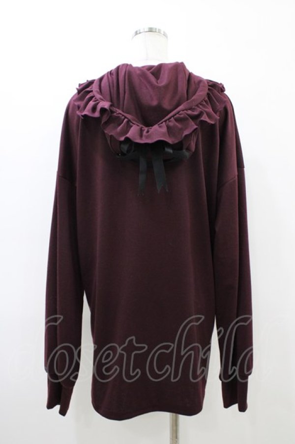 画像2: DearMyLove / レースアップフードパーカー M~L ワイン H-26-03-21-1062-EL-TO-NS-ZH (2)