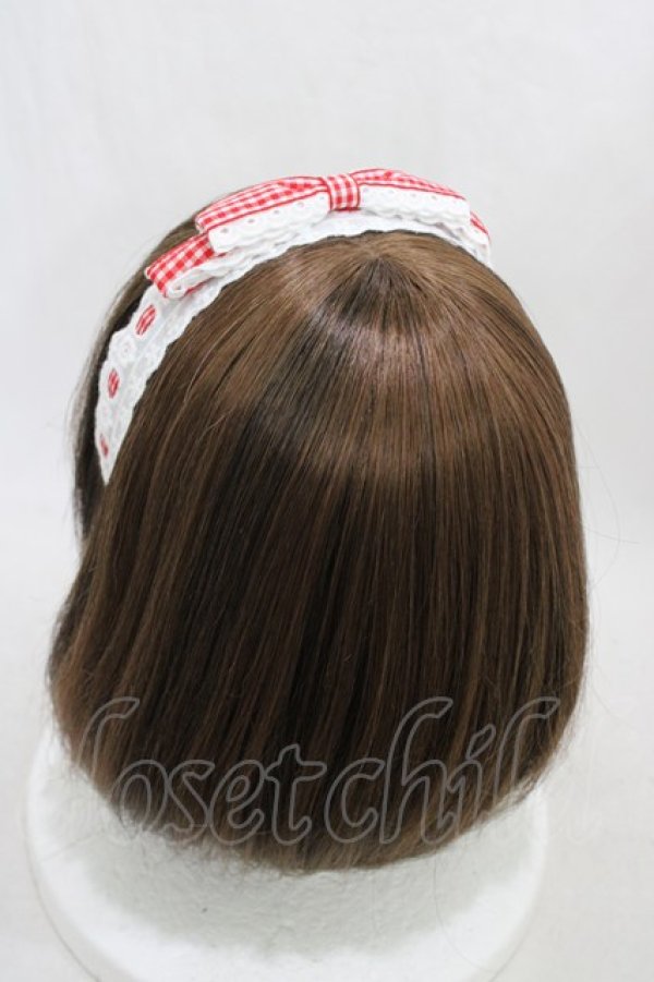 画像2: Lolime by mellfy memory / Frill ribbonギンガムカチューシャ  レッド H-26-03-21-1012-GO-AC-NS-ZH (2)