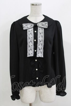 画像: Ank Rouge / レースリボンブラウス M ブラック H-26-03-21-052-CA-BL-NS-ZH