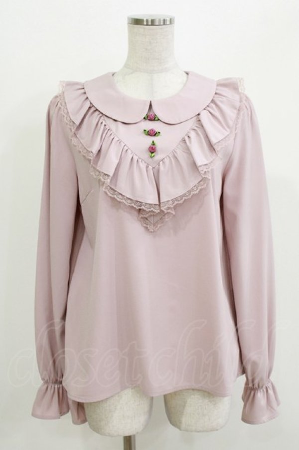 画像1: Ank Rouge / PetitRoseヨークフリルブラウス M ピンク H-26-03-21-054-CA-BL-NS-ZH (1)