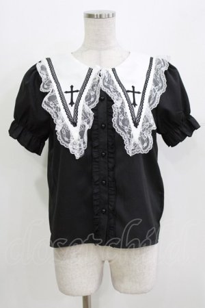 画像: MA*RS / 十字架刺繍セーラーブラウス Free ブラック H-26-03-21-055-EL-BL-NS-ZH