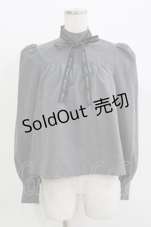 画像: EATME / ロゴプリントリボンブラウス Free グレー H-26-03-21-056-LO-BL-NS-ZH