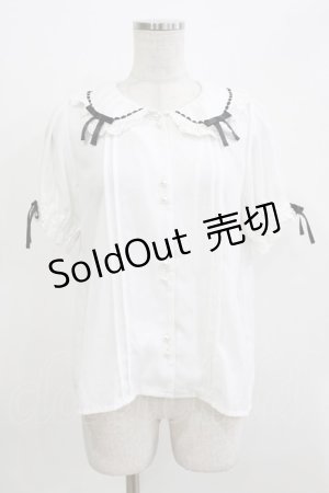 画像: Ank Rouge / ハシゴリボンフリルカラーパフブラウス M オフ/ブラック H-26-03-21-057-CA-BL-NS-ZH