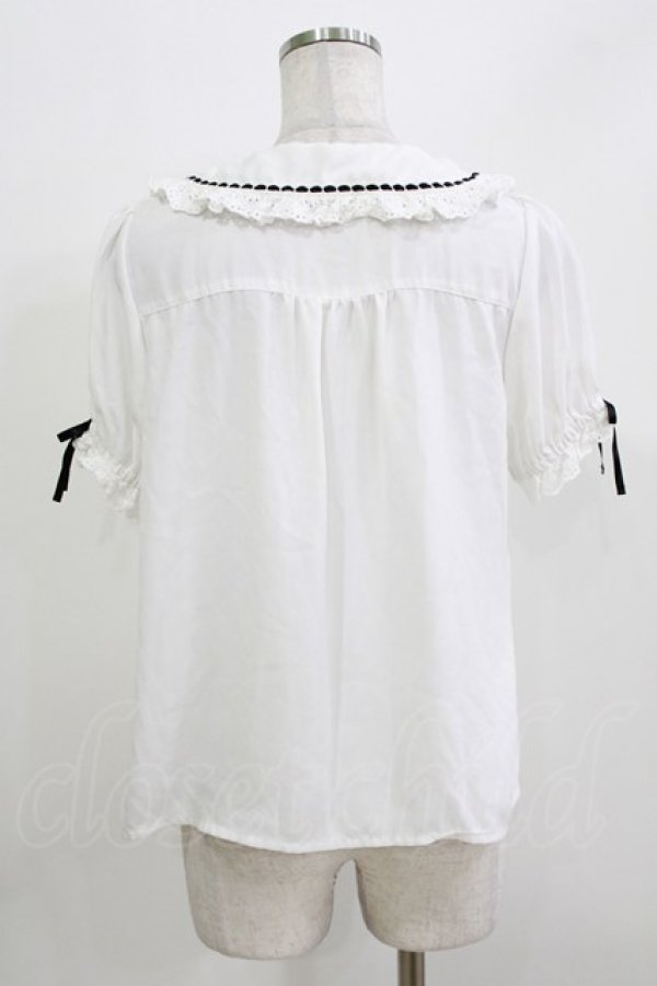 画像3: Ank Rouge / ハシゴリボンフリルカラーパフブラウス M オフ/ブラック H-26-03-21-057-CA-BL-NS-ZH (3)