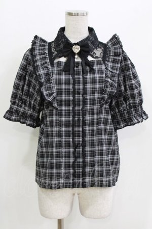 画像: Rojita / ラッフルフリル配色ブラウス Free ブラックチェック H-26-03-21-060-LO-BL-NS-ZH