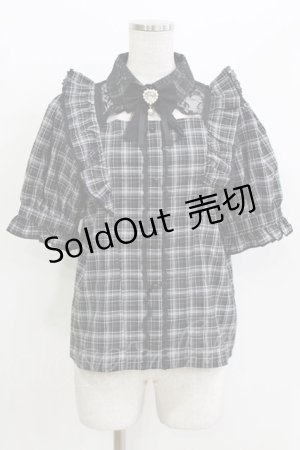 画像: Rojita / ラッフルフリル配色ブラウス Free ブラックチェック H-26-03-21-060-LO-BL-NS-ZH