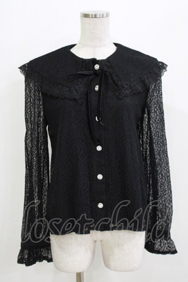 画像1: Ank Rouge / ビジューボタンレースブラウス M ブラック H-26-03-21-061-CA-BL-NS-ZH (1)